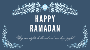 Happy Ramadan - blue - with leaves